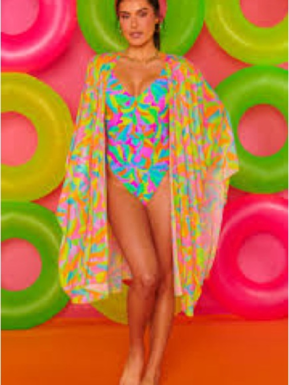 Show Me Your Mumu Leyla Sarong in the vibrant "Neon Tropics" print.
